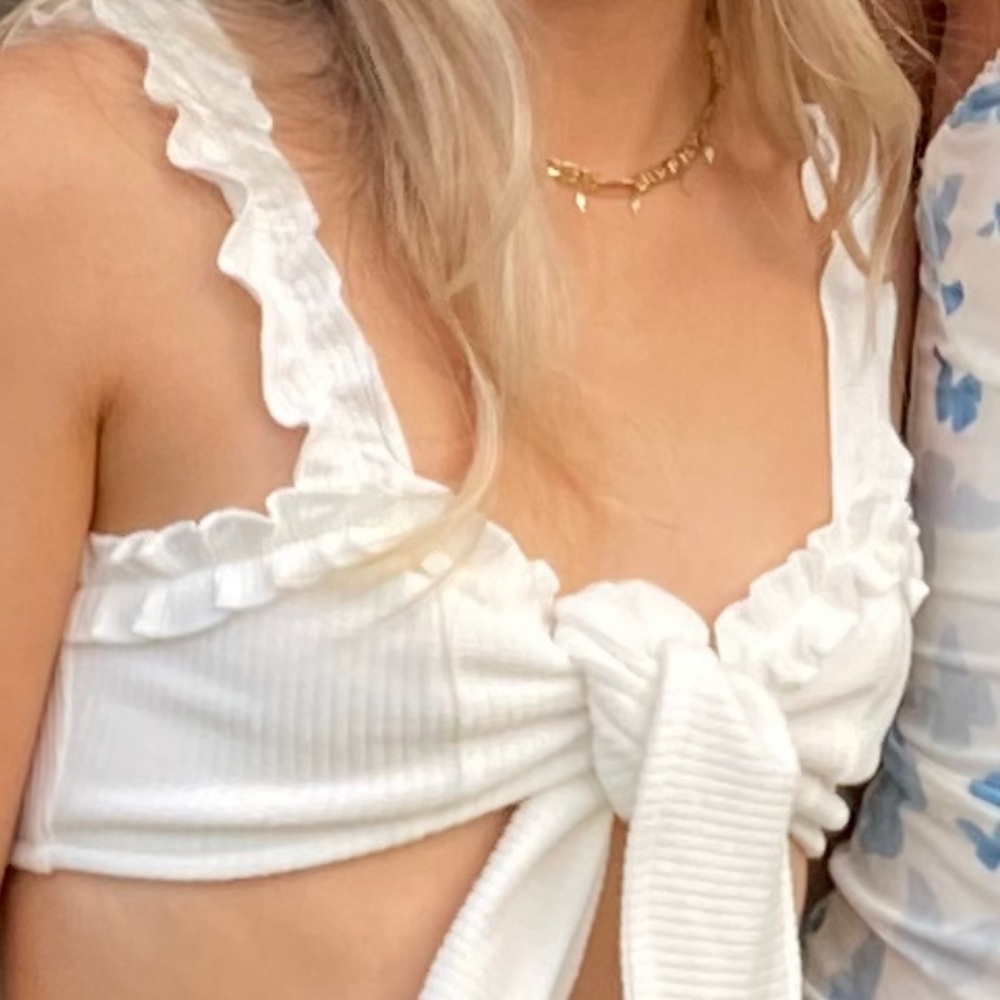 White cropped tie top